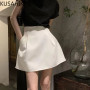 KUSAHIKI Korea Summer New High Waist Woman Shorts Fashion Solid Causal Pocket A-line Mini Skirt Sweet Faldas Mujer Moda