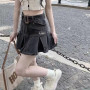 Y2K Women Korean Fashion Kawaii Retro Vintage Harajuku Mini Denim Skirt 2000s Gothic Grunge Jeans Alt Pleated Skirts Emo Clothes