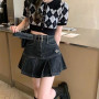 Y2K Women Korean Fashion Kawaii Retro Vintage Harajuku Mini Denim Skirt 2000s Gothic Grunge Jeans Alt Pleated Skirts Emo Clothes