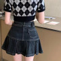 Y2K Women Korean Fashion Kawaii Retro Vintage Harajuku Mini Denim Skirt 2000s Gothic Grunge Jeans Alt Pleated Skirts Emo Clothes