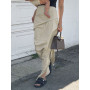 Pleated Long Skirt For Women Clothing Side Split Casual Streetwear Woven Y2k Aestheric Fashion Faldas Sexy Mujer Ankle Length