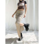 Pleated Long Skirt For Women Clothing Side Split Casual Streetwear Woven Y2k Aestheric Fashion Faldas Sexy Mujer Ankle Length