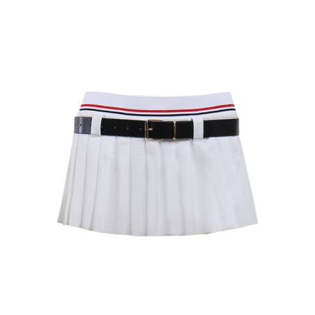 Low Waist Y2k Pleated Mini Skirt Sexy Woman Skirts Summer High Fashion Clothing Streetwear White Mujer Faldas Cortas With Belt