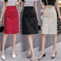 High Waist Midiskirt ForSpring Autumn Women Summer New Skirts Bodycon Fashion Casual Elastic Waist A-Line Split Red Black White