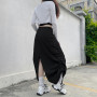 Y2K Streetwear Women Long Skirt with Adjustable Drawstring Solid Color Casual Style Loose Summer Clothing