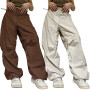 Casual Baggy Wide Leg Sweatpants White Loose Drawstring Low Waist Streetwear Cargo Pants Womens Hippie Joggers Trousers