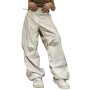 Casual Baggy Wide Leg Sweatpants White Loose Drawstring Low Waist Streetwear Cargo Pants Womens Hippie Joggers Trousers