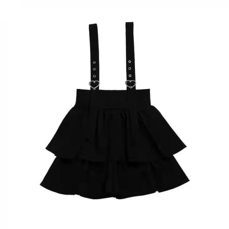 Vintage Women Gothic Punk Lolita Skirt Casual High Waist Black Harajuku Suspender Skirt Girls Y2K Mini Skirt Streetwear Clothes