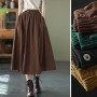 Skirts Long for Women Fashion Korean Streetwear Harajuku Midi  Japanese Style Brown Retro Corduroy Skirt Elegant Woman