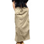 Female Fashion Cargo Skirts Solid Color Drawstring High Waist Straight Long Skirts with Multi Pocket Women Streetwear Bottoms