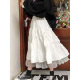 Long Tulle Midi Skirts Womens  Autumn Elastic High Waist Mesh Tutu Pleated Skirts Female Black White Long Skirt Streetwear