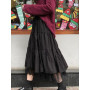 Long Tulle Midi Skirts Womens  Autumn Elastic High Waist Mesh Tutu Pleated Skirts Female Black White Long Skirt Streetwear