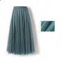 Women Mesh Elastic Tutu Skirt Beach Spring Summer Korean High Waist Fashion Pleated Long Skirt Black White Tulle Skirts