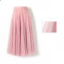 Women Mesh Elastic Tutu Skirt Beach Spring Summer Korean High Waist Fashion Pleated Long Skirt Black White Tulle Skirts