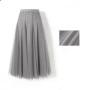 Women Mesh Elastic Tutu Skirt Beach Spring Summer Korean High Waist Fashion Pleated Long Skirt Black White Tulle Skirts