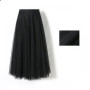 Women Mesh Elastic Tutu Skirt Beach Spring Summer Korean High Waist Fashion Pleated Long Skirt Black White Tulle Skirts