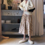 High Waist Autumn Winter Long Skirts Women Elegant Flower Printed Midi Skirt Female Vintage Streetwear Pleated Skirt