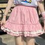 Woman Y2k Aesthetic Kawaii Skirts Pink Lace Mini Casual Pleated Skirt Indie Alt Vintage Harajuku Korean School Casual Skater