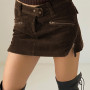 Chic Style Zipper Straight Preppy Vintage Mini Skirt Women