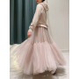 LANMREM Gauze Fluffy Elastic High Waist Mesh Skirts Long Loose Pleated Thin Fairy Skirt Women