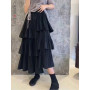 LANMREM Asymmetric Pleated Cake Skirt Women's Versatile Medium And Long Ruffle Irregular Skirts Female Fashion 2023 New 2R1140