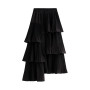 LANMREM Asymmetric Pleated Cake Skirt Women's Versatile Medium And Long Ruffle Irregular Skirts Female Fashion 2023 New 2R1140