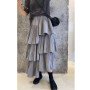 LANMREM Asymmetric Pleated Cake Skirt Women's Versatile Medium And Long Ruffle Irregular Skirts Female Fashion 2023 New 2R1140