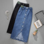 Jeans Skirt Women Split Oversized Long Denim Skirt Wrap Slim High Waist Vintage Pencil Skirt Office Lady Elegant