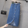 Jeans Skirt Women Split Oversized Long Denim Skirt Wrap Slim High Waist Vintage Pencil Skirt Office Lady Elegant