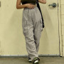 Multi-pocket Gray Baggy Pants Fashion Streetwear Spring Women Denim Pants Loose High Waist Cargo Pants Korean Harajuku