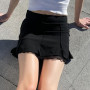 Low Waist Skirts Summer E-girl Black Pleated Skirts with Mesh Fairy Grunge Punk Outfits Streetwear