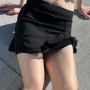 Low Waist Skirts Summer E-girl Black Pleated Skirts with Mesh Fairy Grunge Punk Outfits Streetwear