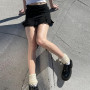 Low Waist Skirts Summer E-girl Black Pleated Skirts with Mesh Fairy Grunge Punk Outfits Streetwear