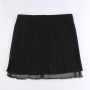 Low Waist Skirts Summer E-girl Black Pleated Skirts with Mesh Fairy Grunge Punk Outfits Streetwear