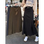 S-XL 3Colors Autumn and Winter 2022 Pencil Long Wool Skirt Womens high waist A Line Woolen Skirts Saia Feminina+Belt (75072)