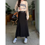 S-XL 3Colors Autumn and Winter 2022 Pencil Long Wool Skirt Womens high waist A Line Woolen Skirts Saia Feminina+Belt (75072)