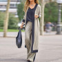 Women Long Casual Fashion Elegant  Cardigan & Sling Tops & Loose Pants Sets Patchwork Lady Outfits 3Pc Sets