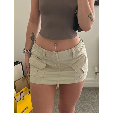 Streetwear Cargo Mini Skirts Women Harajuku Vintage Y2k 90s Casual Hight Waist Sexy Clubwear Clothes Fashion Denim Short Skirt