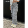 Vintage Cargo Pants  Baggy Jeans Women Fashion 90s Streetwear Pockets Wide Leg High Waist Straight Y2k Denim Trousers Overalls