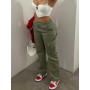 Straight Leg Cargo Pants Women High Waist Casual Baggy Pants Slim Vintage Y2k Streetwear Stretch Wide Leg Trousers Fashion Jeans