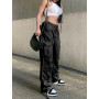 Vintage Cargo Pants  Baggy Jeans Women Fashion 90s Streetwear Pockets Wide Leg High Waist Straight Y2k Denim Trousers Overalls