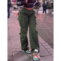 Army Green Cargo Pants Baggy Jeans Women Fashion Streetwear Pockets Straight High Waist Casual Vintage Denim Trousers Overalls