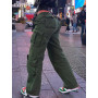 Army Green Cargo Pants Baggy Jeans Women Fashion Streetwear Pockets Straight High Waist Casual Vintage Denim Trousers Overalls