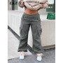 Vintage Cargo Pants Baggy Jeans Women Overalls Fashion 90s Streetwear Big Pockets Wide Leg High Waist Loose Y2k Grunge Trousers