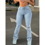 Flare Stretch Jeans High Waist Loose Comfortable Ripped Jeans Women Pants 2022 Sexy Fashion Boyfriend Denim Pencil Pant Trousers