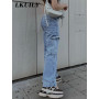 Denim Trousers Overalls Vintage Cargo Pants Baggy Jeans Women Fashion 90s Streetwear Pockets Wide Leg High Waist Straight Y2k