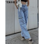 Denim Trousers Overalls Vintage Cargo Pants Baggy Jeans Women Fashion 90s Streetwear Pockets Wide Leg High Waist Straight Y2k