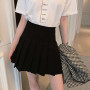 Pleated Skirt Student Spring Summer Preppy White Black Short Skirt Cute Korean Ladies High-waisted A Line Skirts Asian Size