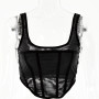 Sexy Black Corset Top Double Mesh See Through Sleeveless Bare Back Skinny Strap Tube Cropped Fashion Clothe Women Corsets