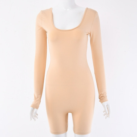 Black Long Sleeve Slim Playsuit Women Spring O-Neck Backless Sexy Rompers Womens Jumpsuit Femme Casual Body Tops Overalls